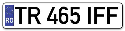 Placuta inmatriculare numar auto  TR-465-IFF, TR 465 IFF, TR465IFF