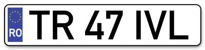 Placuta inmatriculare numar auto  TR-47-IVL, TR 47 IVL, TR47IVL