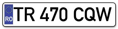 Placuta inmatriculare numar auto  TR-470-CQW, TR 470 CQW, TR470CQW