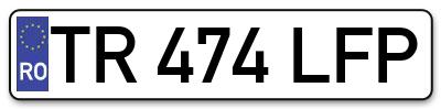 Placuta inmatriculare numar auto  TR-474-LFP, TR 474 LFP, TR474LFP