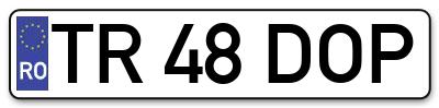Placuta inmatriculare numar auto  TR-48-DOP, TR 48 DOP, TR48DOP