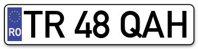 Placuta inmatriculare numar auto  TR-48-QAH, TR 48 QAH, TR48QAH