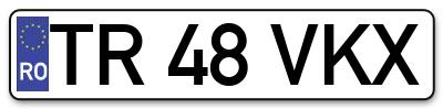 Placuta inmatriculare numar auto  TR-48-VKX, TR 48 VKX, TR48VKX