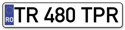 Placuta inmatriculare numar auto  TR-480-TPR, TR 480 TPR, TR480TPR