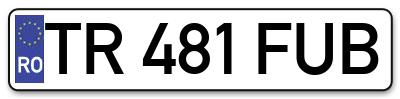 Placuta inmatriculare numar auto  TR-481-FUB, TR 481 FUB, TR481FUB