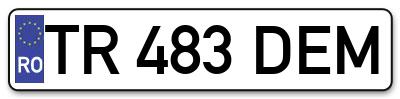 Placuta inmatriculare numar auto  TR-483-DEM, TR 483 DEM, TR483DEM