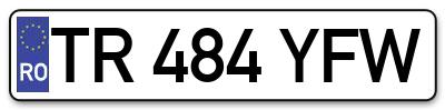 Placuta inmatriculare numar auto  TR-484-YFW, TR 484 YFW, TR484YFW