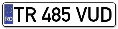 Placuta inmatriculare numar auto  TR-485-VUD, TR 485 VUD, TR485VUD