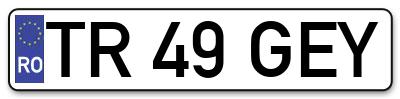 Placuta inmatriculare numar auto  TR-49-GEY, TR 49 GEY, TR49GEY