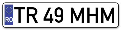 Placuta inmatriculare numar auto  TR-49-MHM, TR 49 MHM, TR49MHM