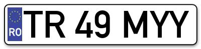 Placuta inmatriculare numar auto  TR-49-MYY, TR 49 MYY, TR49MYY