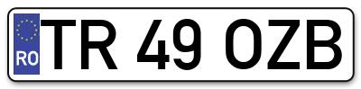 Placuta inmatriculare numar auto  TR-49-OZB, TR 49 OZB, TR49OZB