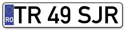 Placuta inmatriculare numar auto  TR-49-SJR, TR 49 SJR, TR49SJR