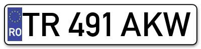 Placuta inmatriculare numar auto  TR-491-AKW, TR 491 AKW, TR491AKW