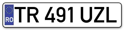 Placuta inmatriculare numar auto  TR-491-UZL, TR 491 UZL, TR491UZL