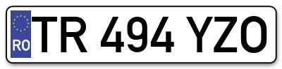 Placuta inmatriculare numar auto  TR-494-YZO, TR 494 YZO, TR494YZO