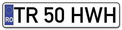 Placuta inmatriculare numar auto  TR-50-HWH, TR 50 HWH, TR50HWH