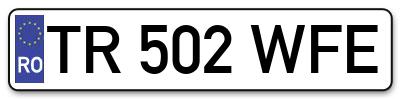 Placuta inmatriculare numar auto  TR-502-WFE, TR 502 WFE, TR502WFE