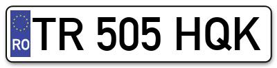 Placuta inmatriculare numar auto  TR-505-HQK, TR 505 HQK, TR505HQK