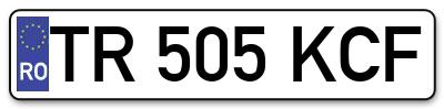 Placuta inmatriculare numar auto  TR-505-KCF, TR 505 KCF, TR505KCF