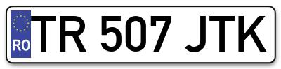 Placuta inmatriculare numar auto  TR-507-JTK, TR 507 JTK, TR507JTK