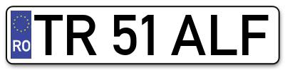 Placuta inmatriculare numar auto  TR-51-ALF, TR 51 ALF, TR51ALF