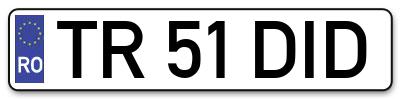 Placuta inmatriculare numar auto  TR-51-DID, TR 51 DID, TR51DID