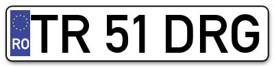 Placuta inmatriculare numar auto  TR-51-DRG, TR 51 DRG, TR51DRG
