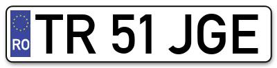Placuta inmatriculare numar auto  TR-51-JGE, TR 51 JGE, TR51JGE