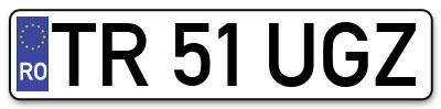 Placuta inmatriculare numar auto  TR-51-UGZ, TR 51 UGZ, TR51UGZ