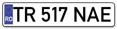 Placuta inmatriculare numar auto  TR-517-NAE, TR 517 NAE, TR517NAE