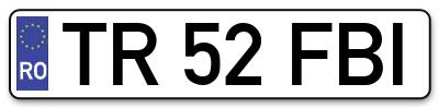 Placuta inmatriculare numar auto  TR-52-FBI, TR 52 FBI, TR52FBI
