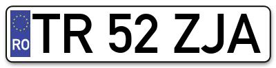 Placuta inmatriculare numar auto  TR-52-ZJA, TR 52 ZJA, TR52ZJA