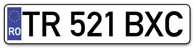 Placuta inmatriculare numar auto  TR-521-BXC, TR 521 BXC, TR521BXC