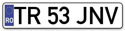 Placuta inmatriculare numar auto  TR-53-JNV, TR 53 JNV, TR53JNV