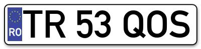 Placuta inmatriculare numar auto  TR-53-QOS, TR 53 QOS, TR53QOS