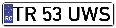 Placuta inmatriculare numar auto  TR-53-UWS, TR 53 UWS, TR53UWS