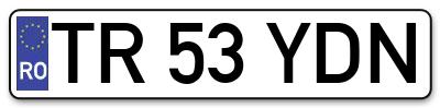 Placuta inmatriculare numar auto  TR-53-YDN, TR 53 YDN, TR53YDN