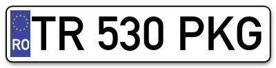 Placuta inmatriculare numar auto  TR-530-PKG, TR 530 PKG, TR530PKG