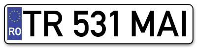 Placuta inmatriculare numar auto  TR-531-MAI, TR 531 MAI, TR531MAI