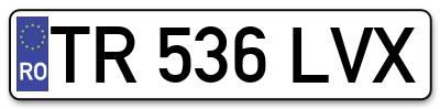 Placuta inmatriculare numar auto  TR-536-LVX, TR 536 LVX, TR536LVX