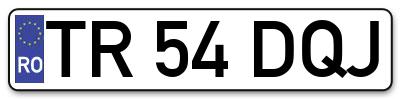 Placuta inmatriculare numar auto  TR-54-DQJ, TR 54 DQJ, TR54DQJ