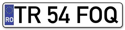 Placuta inmatriculare numar auto  TR-54-FOQ, TR 54 FOQ, TR54FOQ