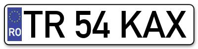 Placuta inmatriculare numar auto  TR-54-KAX, TR 54 KAX, TR54KAX