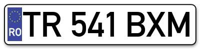 Placuta inmatriculare numar auto  TR-541-BXM, TR 541 BXM, TR541BXM