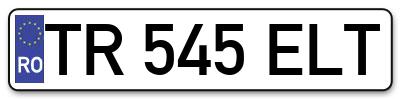 Placuta inmatriculare numar auto  TR-545-ELT, TR 545 ELT, TR545ELT