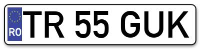 Placuta inmatriculare numar auto  TR-55-GUK, TR 55 GUK, TR55GUK