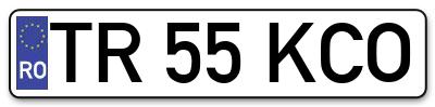 Placuta inmatriculare numar auto  TR-55-KCO, TR 55 KCO, TR55KCO