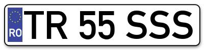 Placuta inmatriculare numar auto  TR-55-SSS, TR 55 SSS, TR55SSS