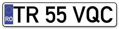 Placuta inmatriculare numar auto  TR-55-VQC, TR 55 VQC, TR55VQC